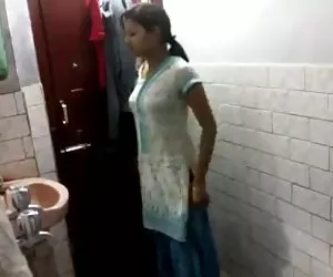 Indian girl in bathroom