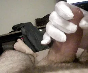 Getting jerked off with white gloves