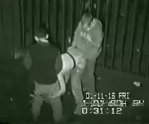 Security footage of threesome round the back of club in UK