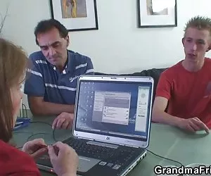 Happy mature employment officer