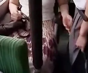Woman grope a man bus