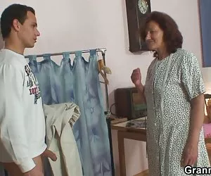 Sewing granny jumps on fresh cock